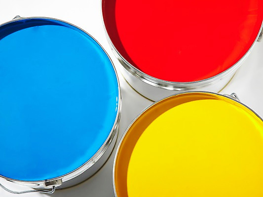 포토 JPG 스튜디오촬영 컬러 생활용품 백그라운드 페인팅 실내 통 사람없음 빨간색 파란색 노란색 페인트 물감 미술도구 도구 페인트칠 양동이 가득함 페인트통 페인팅도구 국내포토 내부 오브젝트 파일형식