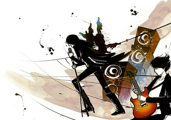 PSD 남자 문화 예술 악기 음향기기 포즈 연주 일러스트 노래 문화예술 서기 사람 성인 두명 스피커 공연 가수 무대 기타 밴드 마이크 즐거움 퍼포먼스 락 남자만 성인남자만 성인만 국내일러스트 감정 음악 모션 현악기 이벤트 전자제품 음악가 로큰롤 파일형식