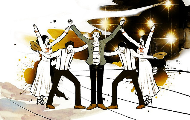 전신 PSD 여자 남자 문화 예술 포즈 일러스트 노래 문화예술 조명 서기 사람 여러명 성인 공연 무대 춤 즐거움 퍼포먼스 뮤지컬 성인만 국내일러스트 감정 음악 다수 모션 이벤트 파일형식