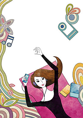 PSD 우먼라이프 라이프스타일 여자 음악 이어폰 음향기기 음표 일러스트 노래 한명 미소 웃음 사람 상반신 성인 라이프 책 눕기 음악감상 MP3 여자만 여자한명만 성인여자만 성인만 국내일러스트 1 기호 모션 문화예술 표정 생활 전자제품 감상 파일형식