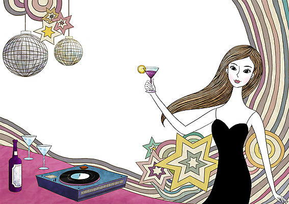 PSD 우먼라이프 라이프스타일 여자 와인잔 일러스트 술병 주류 한명 미소 웃음 사람 상반신 성인 라이프 파티 와인 알코올 병 와인병 클럽 미러볼 여자만 여자한명만 성인여자만 성인만 혼족 국내일러스트 1 식기 음료 술잔 병_용기 표정 이벤트 생활 장식 싱글라이프 파일형식