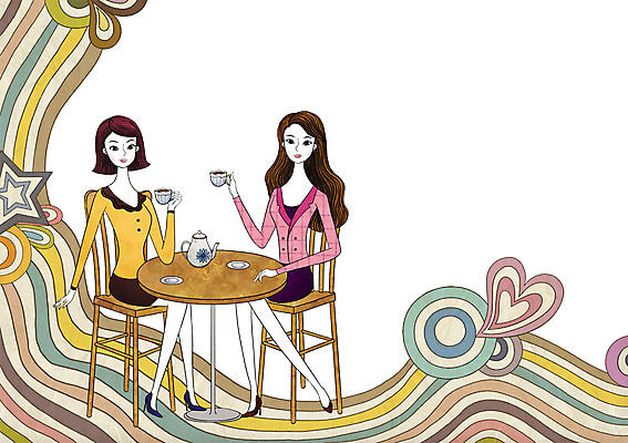 전신 PSD 우먼라이프 라이프스타일 여자 커피 일러스트 탁자 주전자 잔 이야기 대화 미소 웃음 사람 앉기 성인 두명 라이프 컵 친구 카페 차 커피잔 찻잔 수다 여자만 성인여자만 성인만 국내일러스트 식기 음료 가구 관계 모션 주방용품 표정 말하기 생활 상점 파일형식