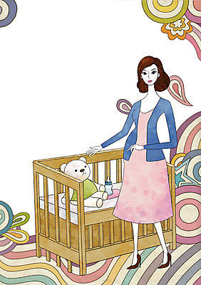 전신 PSD 우먼라이프 라이프스타일 여자 인형 일러스트 한명 서기 미소 웃음 사람 성인 라이프 임산부 임신 곰인형 아기용품 침대 우유병 젖병 아기침대 여자만 여자한명만 성인여자만 성인만 국내일러스트 1 가구 모션 병_용기 표정 생활 우유 오브젝트 파일형식