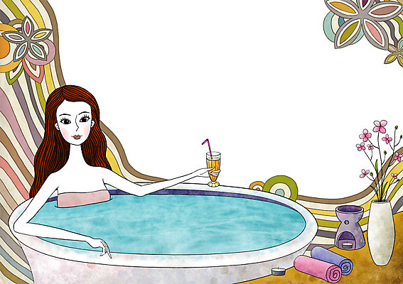 PSD 식물 우먼라이프 라이프스타일 여자 꽃 음료 일러스트 휴식 잔 욕조 한명 미소 웃음 사람 앉기 상반신 성인 라이프 컵 물 수건 꽃병 스파 목욕 욕실 병 화장실 여자만 여자한명만 성인여자만 성인만 국내일러스트 자연요소 1 식기 컨셉 모션 표정 생활 위생용품 청결 파일형식