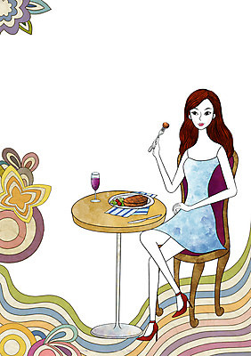 전신 PSD 우먼라이프 라이프스타일 접시 여자 음식 포크 와인잔 일러스트 탁자 주류 서양음식 육류 스테이크 요리 한명 미소 웃음 사람 앉기 성인 라이프 식당 레스토랑 와인 식사 육식 여자만 여자한명만 성인여자만 성인만 혼족 국내일러스트 1 식기 음료 가구 술잔 식재료 모션 표정 생활 상점 싱글라이프 파일형식