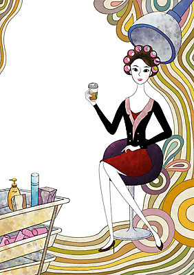 전신 PSD 우먼라이프 라이프스타일 여자 커피 의자 일러스트 한명 미소 웃음 사람 앉기 성인 라이프 뷰티 머리카락 파마 미용실 종이컵 테이크아웃 여자만 여자한명만 성인여자만 성인만 국내일러스트 1 헤어스타일 음료 가구 모션 표정 생활 컵 머리 뷰티샵 일회용 파일형식