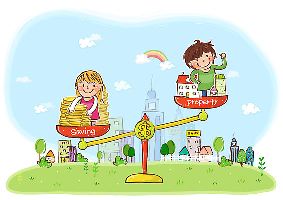 전신 나무 식물 구름 여자 남자 어린이 무지개 돈 일러스트 하늘 부동산 주택 저울 서기 미소 웃음 사람 소녀 빌딩 소년 두명 건물 10대 금융 경제 달러 동전 저축 비교 무게 어린이경제 십대만 금융의날 국내일러스트 AI파일 자연요소 건축물 컨셉 모션 청소년 표정 재산 파일형식 벡터 법정기념일