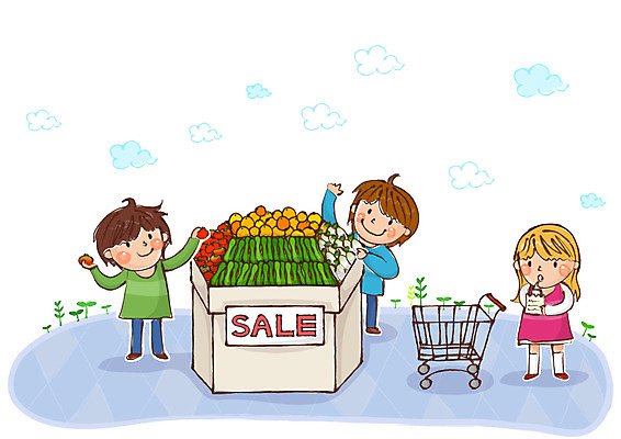 전신 구름 여자 남자 어린이 채소 일러스트 하늘 서기 미소 웃음 사람 소녀 소년 10대 세명 금융 경제 장보기 판매 세일 카트 쇼핑카 수레 어린이경제 마트 슈퍼 가계부 십대만 국내일러스트 AI파일 자연요소 모션 청소년 표정 쇼핑 상점 파일형식 벡터