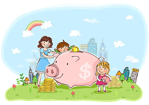 나무 식물 구름 여자 남자 꽃 딸 아들 어린이 무지개 돈 일러스트 하늘 엄마 서기 미소 웃음 사람 소녀 빌딩 소년 성인 건물 10대 세명 30대 금융 경제 동전 저축 돼지저금통 저금통 자녀 어린이경제 금융의날 국내일러스트 AI파일 자연요소 건축물 가족 모션 청소년 표정 장년 재산 파일형식 벡터 법정기념일