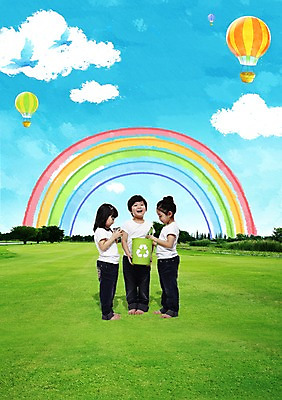 전신 PSD 나무 식물 구름 편집이미지 라이프스타일 여자 남자 어린이라이프 어린이 캠페인 무지개 맨발 자연 하늘 서기 미소 웃음 들기 사람 동양인 소녀 소년 잔디 초원 앞모습 옆모습 세명 친구 자연보호 환경 그린캠페인 유치원 재활용 유치원생 한국인 반팔티셔츠 쓰레기통 열기구 청바지 풀 캔 보호 병 에코 친환경 분리수거 분리수거함 넣기 어린이만 그린슈머 이미지편집 자연요소 식기 교육 뷰포인트 컨셉 티셔츠 바지 관계 항공교통 모션 발 표정 인종 생활 생태계 수거함 파일형식