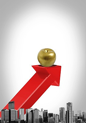 PSD 편집이미지 1 건축물 열매 화살표 과일 비즈니스 빌딩 사람없음 건물 한개 금색 성장 도시 황금 사과 방향 상승 황금사과 이미지편집 식물 건축 컬러 컨셉 파일형식