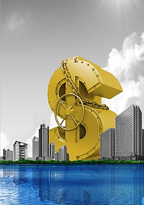 PSD 구름 편집이미지 호수 비즈니스 하늘 안전 빌딩 사람없음 금융 경제 강 3D 달러 도시 쇠사슬 보안 금고 편집3D 자연요소 돈 건물 디지털합성 파일형식