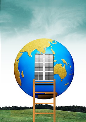 PSD 나무 구름 편집이미지 지구 사다리 창문 하늘 잔디 사람없음 글로벌 3D 합성 편집3D 자연요소 식물 도구 디지털합성 파일형식