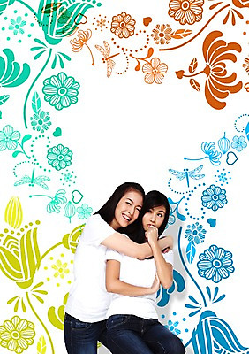 모양 PSD 외국인 편집이미지 우먼라이프 라이프스타일 응시 여자 꽃 포즈 무늬 꽃무늬 패턴 어깨동무 미소 웃음 사람 앉기 동양인 손짓 상반신 20대 성인 두명 친구 잠자리 여자만 성인여자만 청년만 청년여자만 성인만 이미지편집 식물 시선 곤충 관계 모션 표정 인종 청년 생활 파일형식