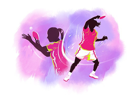 PSD 여자 스포츠 올림픽 일러스트 공 하계올림픽 운동선수 서기 사람 경기 성인 두명 운동 탁구채 자신감 목표 탁구 열정 탁구공 탁구선수 여자만 성인여자만 성인만 국내일러스트 감정 컨셉 모션 건강 구기 라켓 탁구용품 파일형식