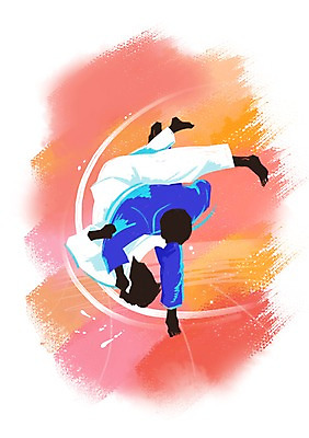 전신 PSD 남자 스포츠 올림픽 일러스트 하계올림픽 운동선수 도복 서기 사람 경기 성인 두명 운동 자신감 목표 열정 유도 유도선수 유도복 남자만 성인남자만 성인만 국내일러스트 옷 감정 컨셉 모션 건강 격투기 파일형식