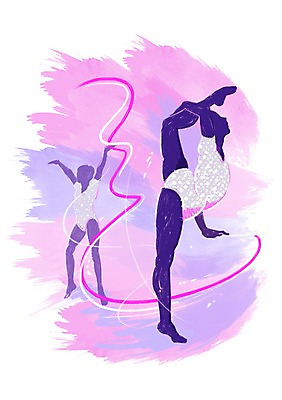 전신 PSD 여자 스포츠 올림픽 일러스트 하계올림픽 운동선수 서기 사람 경기 성인 두명 운동 자신감 목표 체조선수 열정 리듬체조 체조 리듬체조선수 여자만 성인여자만 성인만 국내일러스트 감정 컨셉 모션 건강 파일형식