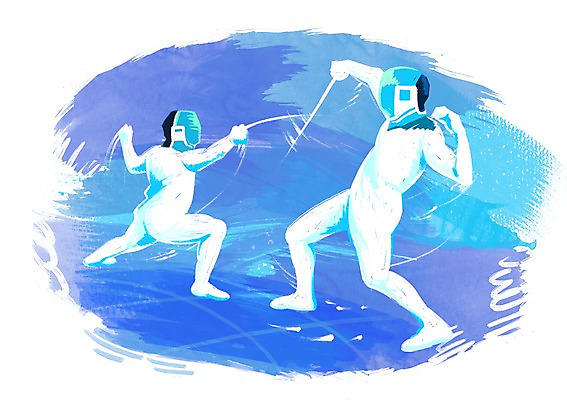 전신 PSD 남자 스포츠 올림픽 일러스트 하계올림픽 운동선수 서기 사람 경기 성인 두명 운동 자신감 목표 열정 펜싱 펜싱선수 남자만 성인남자만 성인만 국내일러스트 감정 컨셉 모션 건강 파일형식