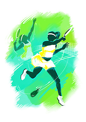 전신 PSD 여자 스포츠 올림픽 일러스트 하계올림픽 운동선수 서기 사람 경기 성인 두명 운동 테니스 라켓 테니스라켓 자신감 목표 열정 테니스선수 여자만 성인여자만 성인만 국내일러스트 감정 스포츠용품 컨셉 모션 건강 구기 파일형식