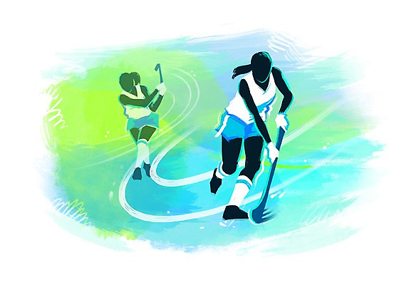 전신 PSD 여자 스포츠 올림픽 일러스트 하계올림픽 운동선수 서기 사람 경기 성인 두명 운동 자신감 목표 열정 하키 하키채 하키선수 여자만 성인여자만 성인만 국내일러스트 감정 컨셉 모션 건강 구기 하키용품 파일형식