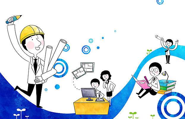 PSD 여자 교육 남자 일러스트 비즈니스 미소 웃음 사람 정장 여러명 성인 책 컴퓨터 모니터 직장인 비즈니스맨 비즈니스우먼 목표 계획 안전모 책상 성인만 국내일러스트 직업 옷 가구 다수 컨셉 표정 전자제품 헬멧 안전장비 파일형식