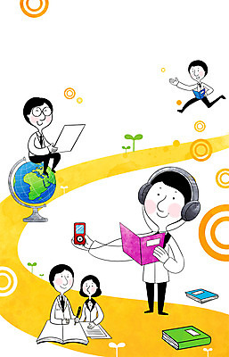 PSD 식물 여자 교육 남자 지구 음향기기 일러스트 비즈니스 서기 미소 웃음 사람 앉기 정장 성인 책 세명 지구본 새싹 헤드폰 헤드셋 직장인 비즈니스맨 비즈니스우먼 목표 계획 MP3 어학공부 성인만 국내일러스트 직업 옷 컨셉 모션 표정 전자제품 학습 파일형식