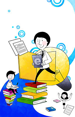 전신 PSD 여자 교육 남자 종이 일러스트 비즈니스 전구 조명 서기 미소 웃음 사람 앉기 정장 성인 책 세명 전자제품 컴퓨터 태블릿 스크린 터치 직장인 비즈니스맨 비즈니스우먼 목표 계획 백열등 문서 성인만 국내일러스트 직업 옷 컨셉 모션 표정 스마트기기 파일형식