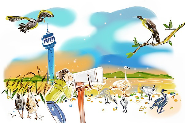 PSD 나무 식물 동물 남자 길 여유 육상교통 교통수단 여행 이동 일러스트 조류 휴식 한명 사람 자전거 전망대 철새 자전거여행 자전거길 남자만 남자한명만 국내일러스트 1 감정 교통 컨셉 바이크 파일형식