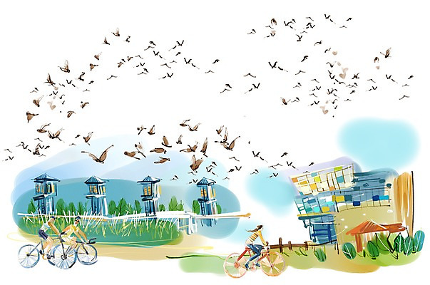 PSD 나무 식물 동물 여자 남자 길 여유 육상교통 교통수단 여행 이동 일러스트 조류 휴식 사람 여러명 건물 강 자전거 전시회 자전거여행 자전거길 국내일러스트 건축물 감정 다수 교통 컨셉 바이크 전시 파일형식