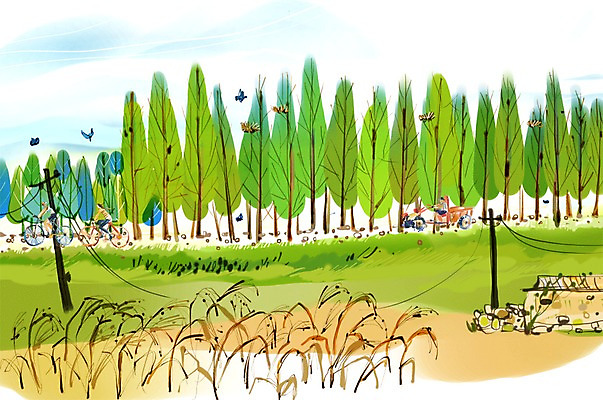 PSD 나무 식물 동물 여자 남자 길 여유 육상교통 교통수단 여행 이동 일러스트 조류 휴식 사람 여러명 자전거 농기구 가로수 자전거여행 자전거길 경운기 메타세콰이어길 국내일러스트 감정 다수 교통 컨셉 농업 바이크 농기계 메타세콰이어 파일형식