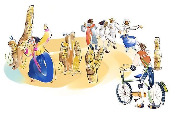 PSD 한국문화 한국전통 전통 여자 남자 전통문화 문화 길 여유 육상교통 교통수단 여행 이동 일러스트 휴식 가면 사람 여러명 자전거 문화재 춤 전통의상 한복 탈춤 탈 하회탈 자전거여행 자전거길 각시탈 하회별신굿탈놀이 국내일러스트 동양문화 감정 다수 교통 컨셉 문화예술 한국 바이크 전통공연 전통무용 파일형식