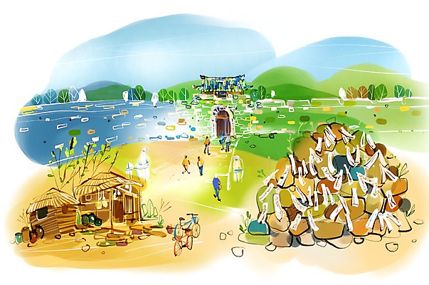 PSD 나무 식물 건축물 여자 남자 건축 길 여유 육상교통 교통수단 여행 이동 일러스트 휴식 산 주택 돌담 기와집 사람 여러명 자전거 자전거여행 자전거길 문경새재 조곡관 국내일러스트 감정 다수 교통 컨셉 한옥 국립공원 건물 담장 바이크 돌_바위 관문 문경 파일형식