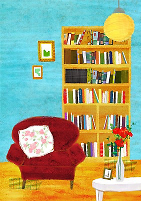 PSD 식물 꽃 액자 백그라운드 쿠션 의자 일러스트 조명 책장 프레임 액자틀 사람없음 책 인테리어 소파 꽃병 방 서재 병 초크일러스트 초크아트 국내일러스트 식기 디자인 가구 틀 그림 파일형식