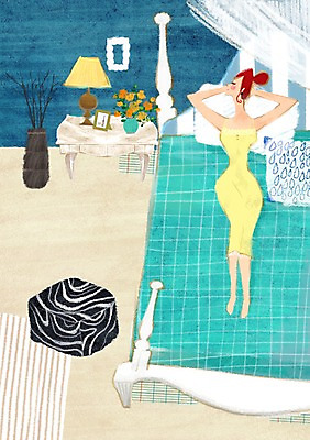 전신 PSD 식물 여자 꽃 액자 백그라운드 의자 일러스트 베개 탁자 조명 프레임 액자틀 한명 사람 인테리어 눕기 꽃병 침실 방 침대 스탠드 병 초크일러스트 초크아트 여자만 여자한명만 국내일러스트 1 식기 디자인 가구 침구 모션 틀 그림 파일형식