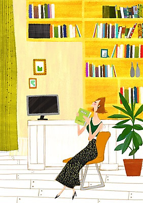 전신 PSD 식물 여자 화분 액자 백그라운드 의자 일러스트 책장 프레임 액자틀 한명 사람 앉기 책 인테리어 컴퓨터 독서 모니터 방 서재 책상 공부방 초크일러스트 초크아트 안식처 여자만 여자한명만 국내일러스트 1 디자인 가구 모션 휴식 틀 전자제품 그림 파일형식