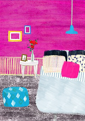 PSD 식물 꽃 액자 백그라운드 의자 일러스트 베개 탁자 조명 프레임 액자틀 사람없음 인테리어 꽃병 침실 방 침대 스탠드 병 초크일러스트 초크아트 국내일러스트 식기 디자인 가구 침구 틀 그림 파일형식