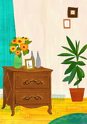 PSD 식물 꽃 화분 액자 백그라운드 일러스트 프레임 액자틀 사람없음 인테리어 꽃병 병 서랍장 장식장 초크일러스트 초크아트 국내일러스트 식기 디자인 가구 틀 그림 파일형식