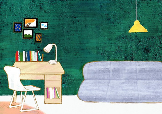 PSD 액자 백그라운드 의자 일러스트 조명 책장 프레임 액자틀 사람없음 책 인테리어 소파 방 스탠드 서재 책상 공부방 초크일러스트 초크아트 국내일러스트 디자인 가구 틀 그림 파일형식