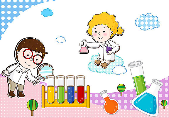 나무 식물 구름 여자 어린이교육 교육 남자 어린이 과학 돋보기 실험기구 실험 미소 웃음 사람 소녀 소년 두명 물방울무늬 즐거움 시험관 삼각플라스크 어린이세상 과학교육 둥근플라스크 실린더 천진난만 어린이만 AI파일 자연요소 감정 컨셉 무늬 표정 플라스크 파일형식 벡터