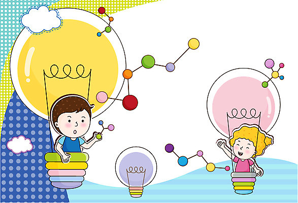 구름 여자 어린이교육 교육 남자 어린이 과학 전구 조명 미소 웃음 사람 소녀 소년 두명 물방울무늬 기구 열기구 즐거움 백열등 어린이세상 원자 과학교육 천진난만 어린이만 AI파일 자연요소 감정 컨셉 무늬 항공교통 표정 파일형식 벡터