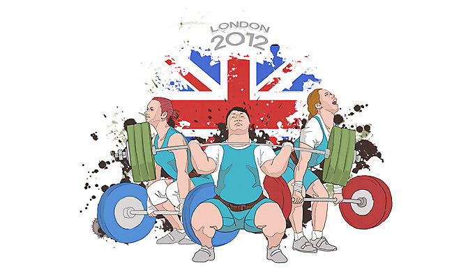 전신 PSD 여자 남자 나라 스포츠 상징 올림픽 일러스트 하계올림픽 영국 운동선수 서기 사람 경기 성인 세명 운동 깃발 역기 국기 런던 열정 역도 역도선수 런던올림픽 성인만 국내일러스트 감정 유럽 모션 건강 파일형식