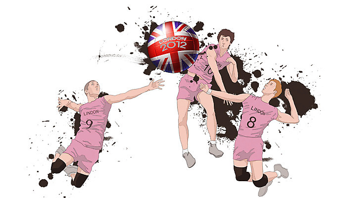 전신 PSD 남자 나라 스포츠 상징 올림픽 일러스트 공 하계올림픽 영국 운동선수 서기 사람 경기 성인 세명 달리기 운동 점프 깃발 국기 배구 런던 열정 배구선수 배구공 런던올림픽 남자만 성인남자만 성인만 국내일러스트 감정 유럽 스포츠용품 모션 건강 구기 파일형식