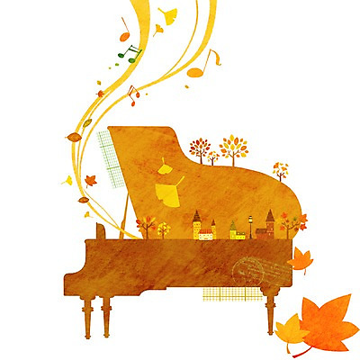 PSD 나무 식물 사계절 계절 악기 백그라운드 단풍 낙엽 잎 음표 일러스트 나뭇잎 주택 풍경 사람없음 건물 가을 건반 피아노 건반악기 은행잎 그랜드피아노 가을배경 국내일러스트 건축물 기호 음악 파일형식 가을_계절