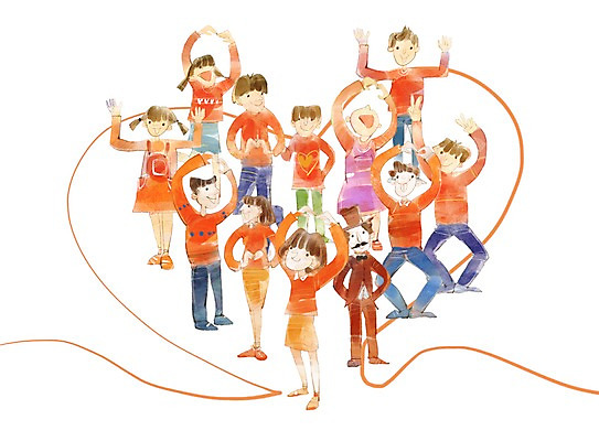 PSD 여자 남자 어린이 캠페인 일러스트 희망프로젝트 사랑 사람 소녀 소년 여러명 성인 희망 하트 도움 사회이슈 사랑나눔 더불어사는사회 국내일러스트 모양 감정 다수 컨셉 나눔 파일형식