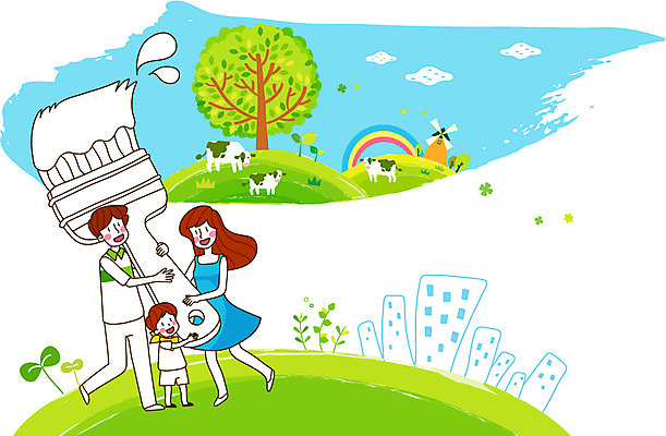 나무 식물 동물 구름 여자 남자 아들 어린이 무지개 일러스트 포유류 가족 엄마 미소 웃음 사람 빌딩 소년 성인 건물 세명 부모 농사 목장 풍차 자녀 농촌 시골 붓 그리기 소 아빠 젖소 그림 귀농 국내일러스트 AI파일 자연요소 건축물 농업 관계 모션 표정 파일형식 벡터