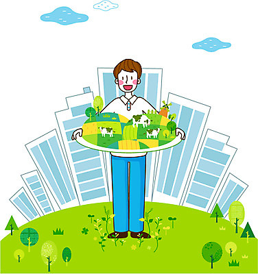 나무 식물 동물 구름 남자 일러스트 포유류 가족 한명 미소 웃음 사람 빌딩 성인 건물 농사 가축 목장 농촌 시골 소 젖소 귀농 남자만 남자한명만 성인남자만 성인만 국내일러스트 AI파일 자연요소 1 건축물 농업 관계 표정 파일형식 벡터