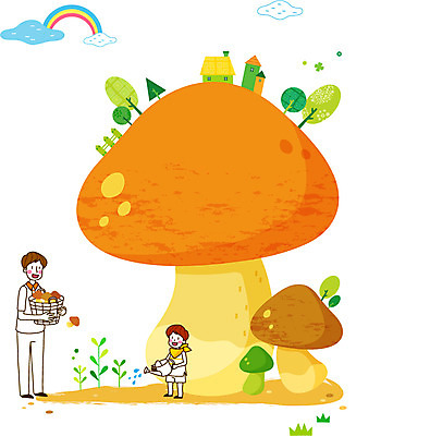 나무 식물 구름 남자 아들 어린이 무지개 일러스트 가족 주택 미소 웃음 사람 소년 성인 두명 농작물 부모 바구니 농사 버섯 물뿌리개 수확 자녀 농촌 시골 아빠 물주기 귀농 버섯재배 남자만 국내일러스트 AI파일 자연요소 농업 관계 모션 표정 건물 파일형식 벡터