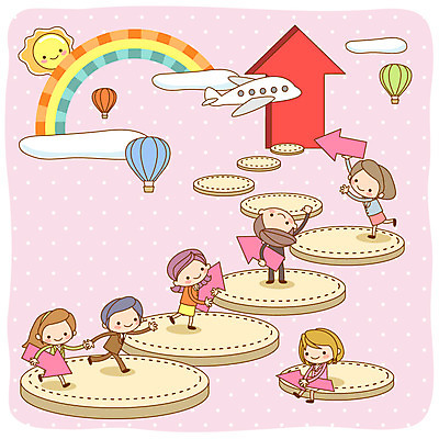 전신 구름 여자 남자 화살표 포즈 무지개 돈 일러스트 비즈니스 하늘 비행기 서기 들기 사람 여러명 비즈니스라이프 태양 동전 기구 열기구 직장인 정상 상승 오르기 국내일러스트 AI파일 자연요소 직업 라이프스타일 다수 컨셉 항공교통 모션 대중교통 재산 파일형식 벡터