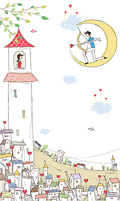 나무 식물 동물 구름 커플 여자 남자 행복 데이트 일러스트 조류 하늘 화살 주택 사랑 미소 웃음 사람 빌딩 두명 건물 다정 달 초승달 활 사랑의화살 국내일러스트 AI파일 자연요소 건축물 감정 컨셉 관계 표정 파일형식 벡터