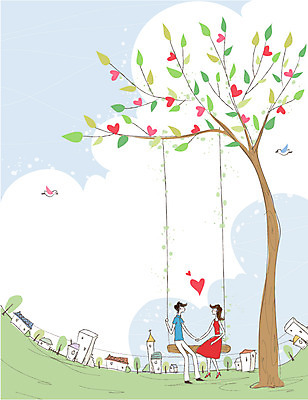 나무 식물 동물 구름 커플 여자 남자 행복 한쌍 데이트 일러스트 조류 하늘 주택 사랑 미소 웃음 사람 빌딩 두명 건물 다정 하트 쌍 그네 그네타기 국내일러스트 AI파일 자연요소 모양 건축물 감정 컨셉 관계 놀이 표정 파일형식 벡터